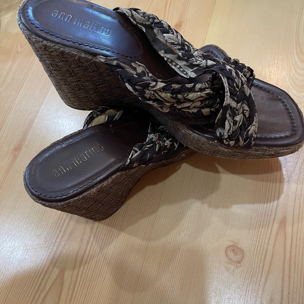Ann Marino Brown Wedge Shoes with Elegant Design